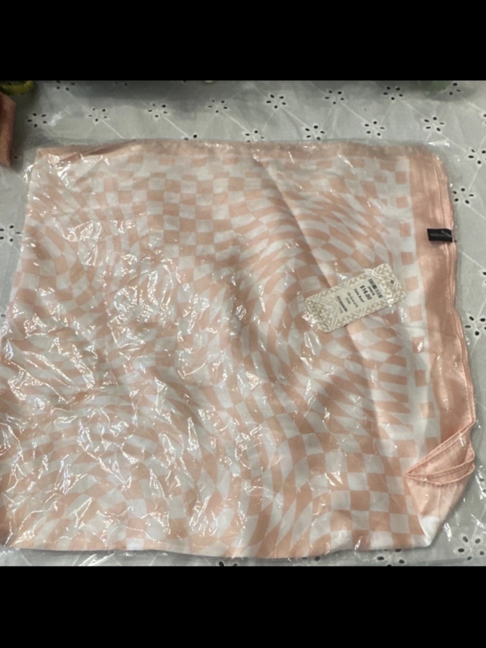 Light Pink and White Checkerboard Scarf